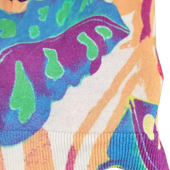 Chico's Knit Tropical Long Duster Cover-up Size XL (Chico's 3) Ruched Sleeve - Picture 7 of 10